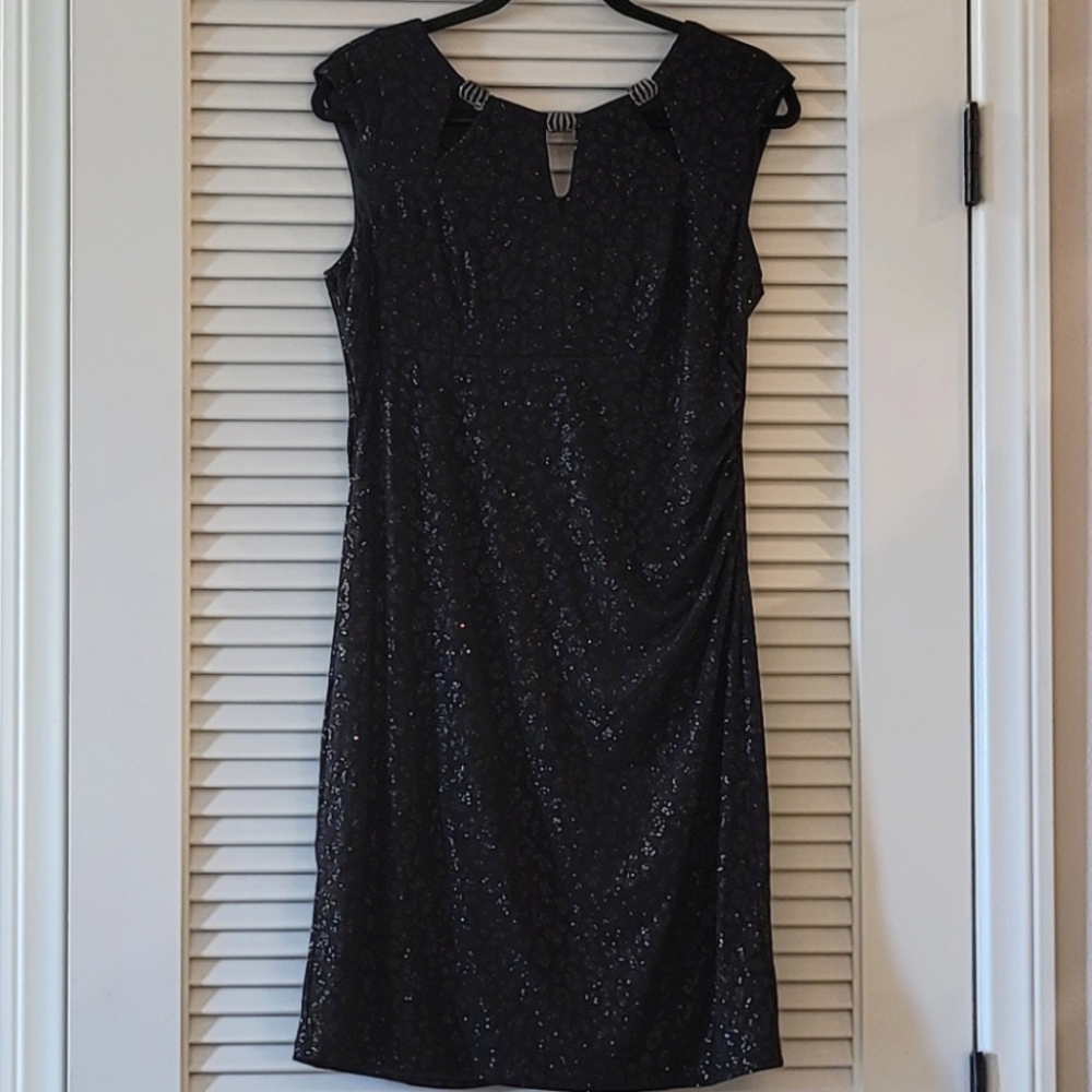 (NWOT) Scarlett - Sparkly Sleeveless Animal Print Evening Dress Bead Details